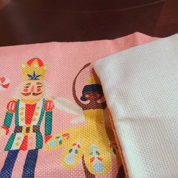 Nutcracker Christmas Pillow Cover Pink Decorative Case Accent Xmas Holiday Decor - Picture 12 of 16